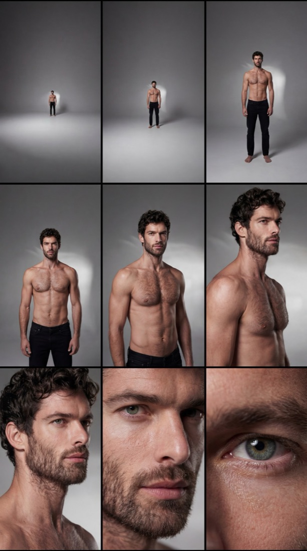 Modelo masculino con barba en estudio