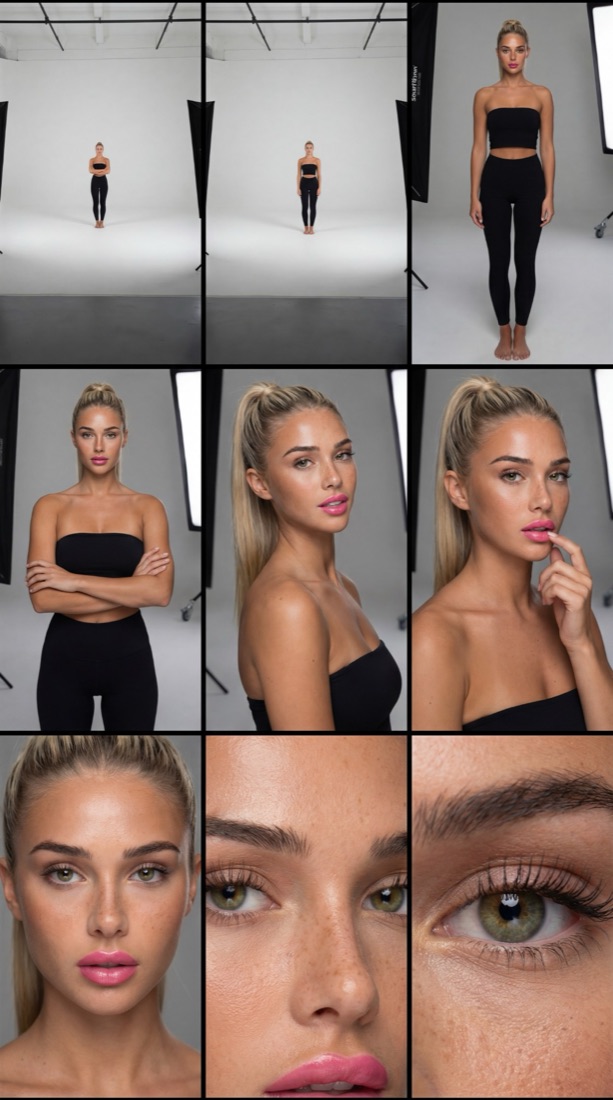 Modelo con labial rosa en estudio